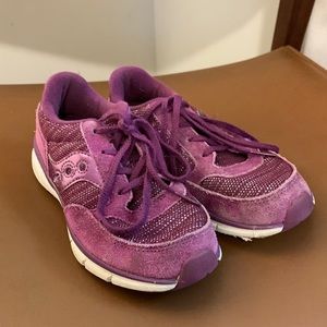 Saucony Girls Jazz Lite sneakers in purple with sparkles